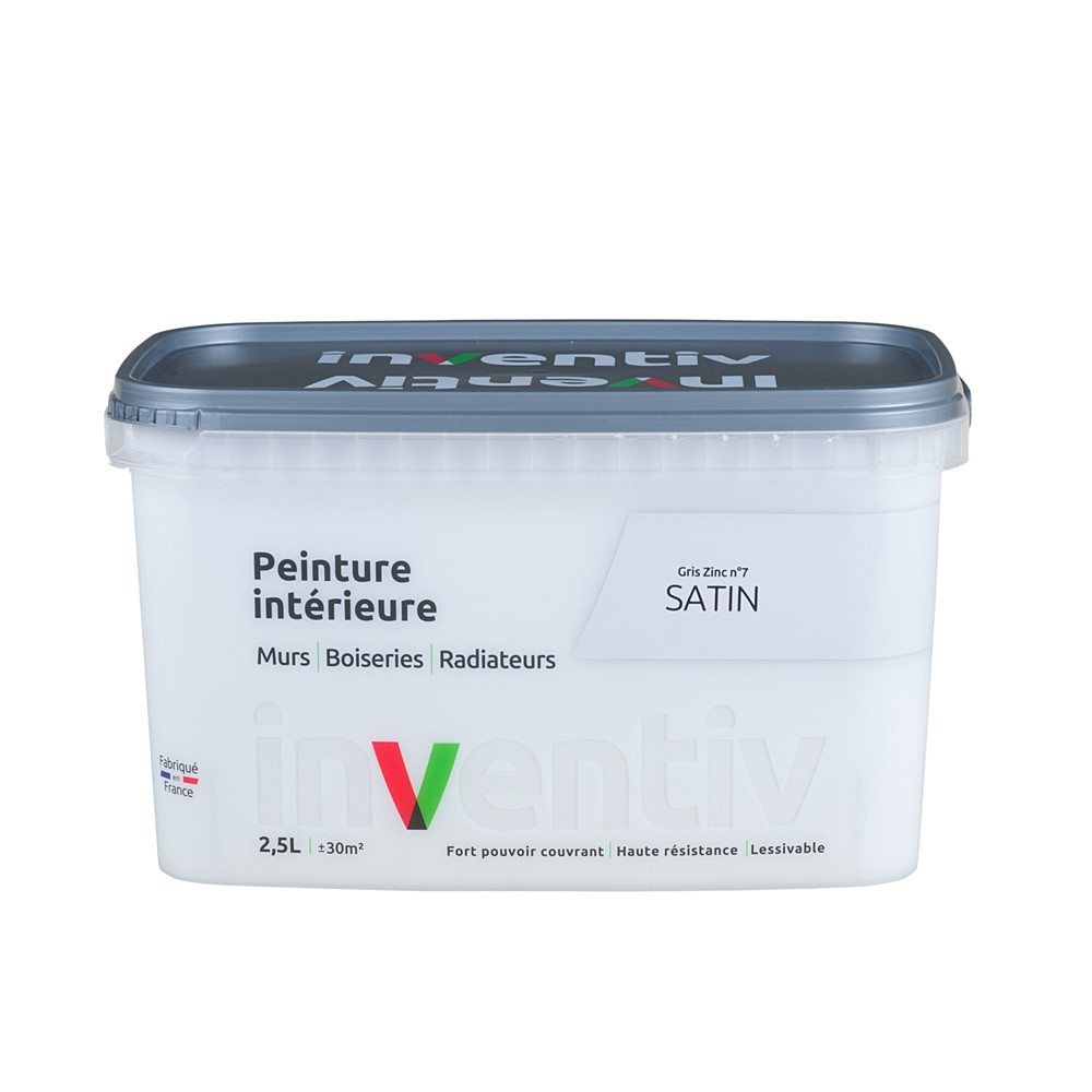 Peinture Murs Boiseries Radiateurs satin 2,5L Gris zinc 7 - INVENTIV