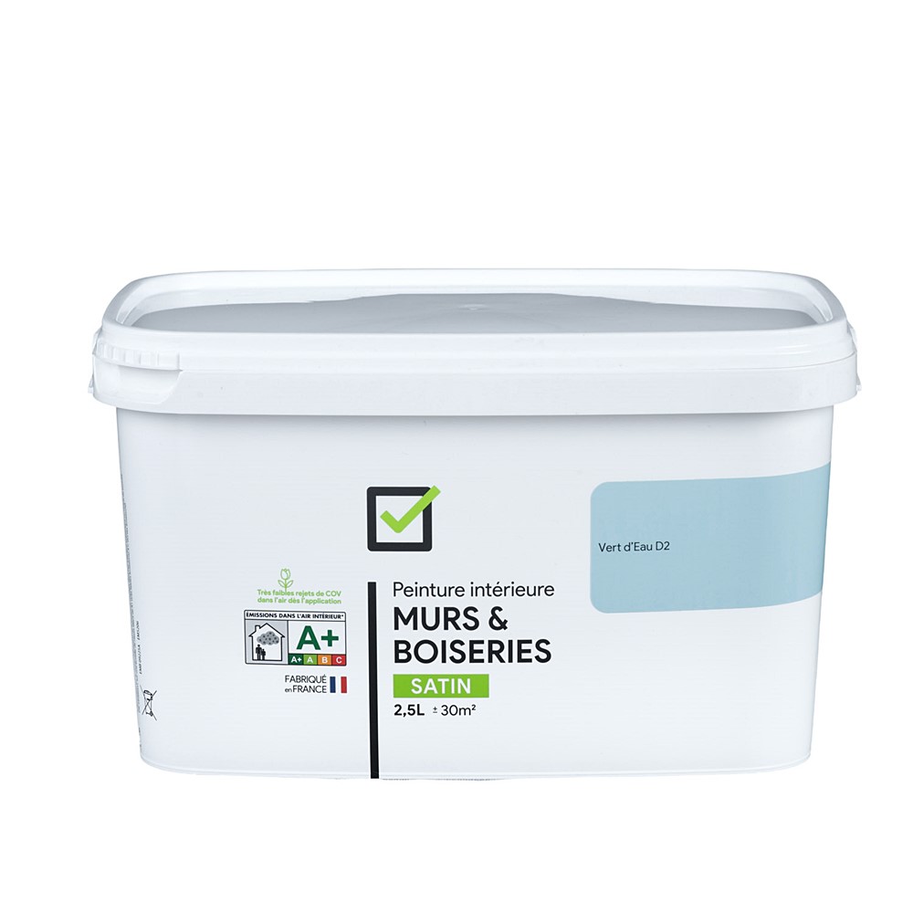 Peinture intérieure satin 2,5L Vert d'eau D2
