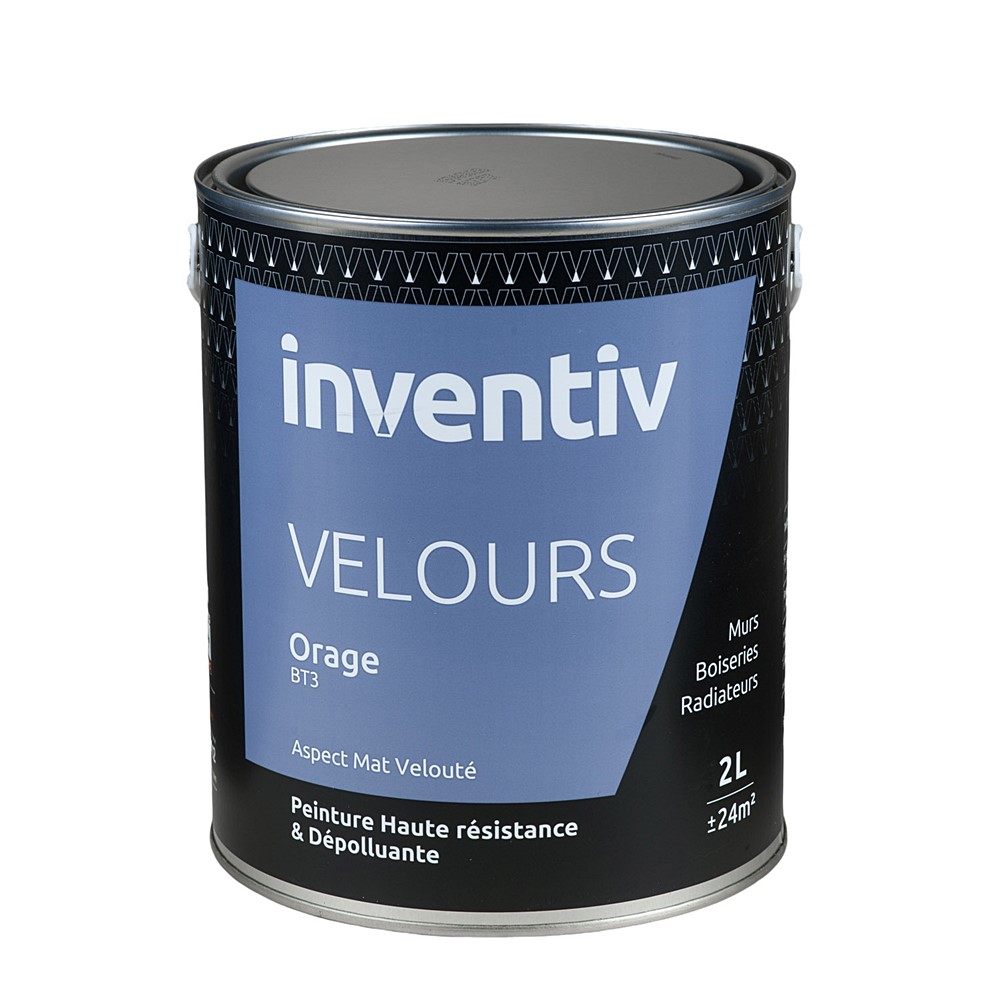 Peinture haute résistance & dépolluante Velours 2L Orage BT3 - INVENTIV