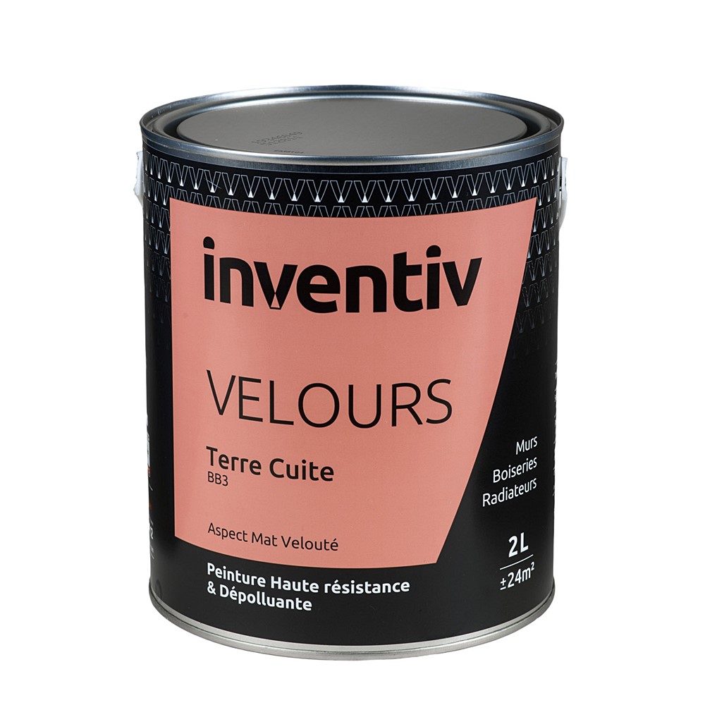 Peinture haute résistance & dépolluante Velours 2L Terre Cuite BB3 - INVENTIV