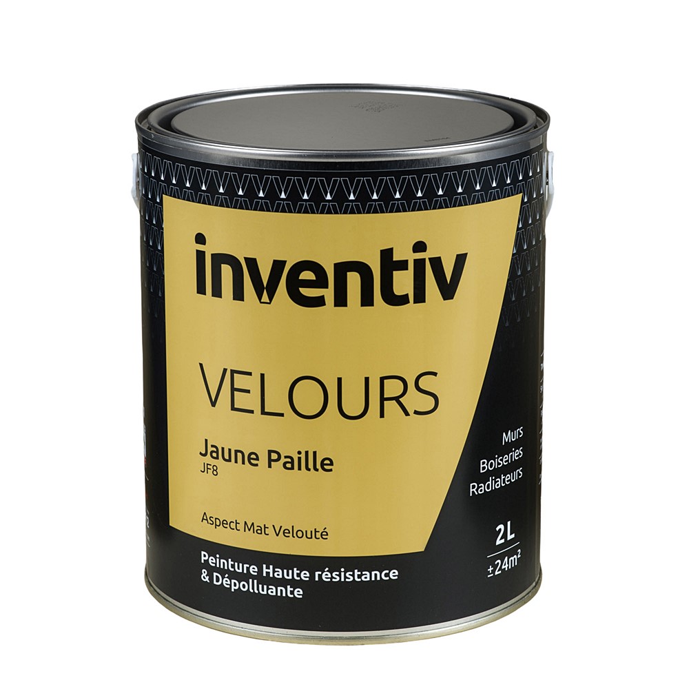 Peinture haute résistance & dépolluante Velours 2L Jaune paille JF8 - INVENTIV
