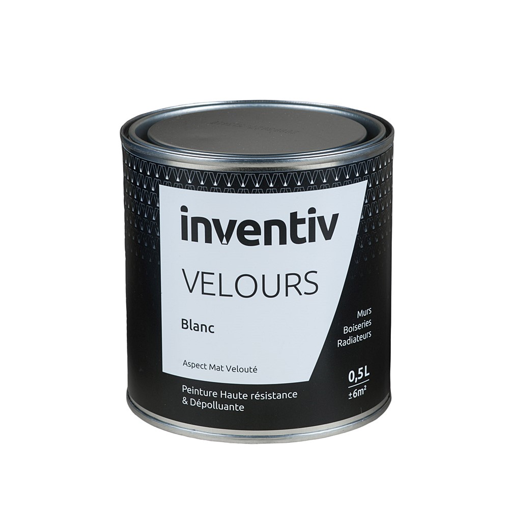 Peinture haute résistance & dépolluante Velours 0,5L Blanc- INVENTIV