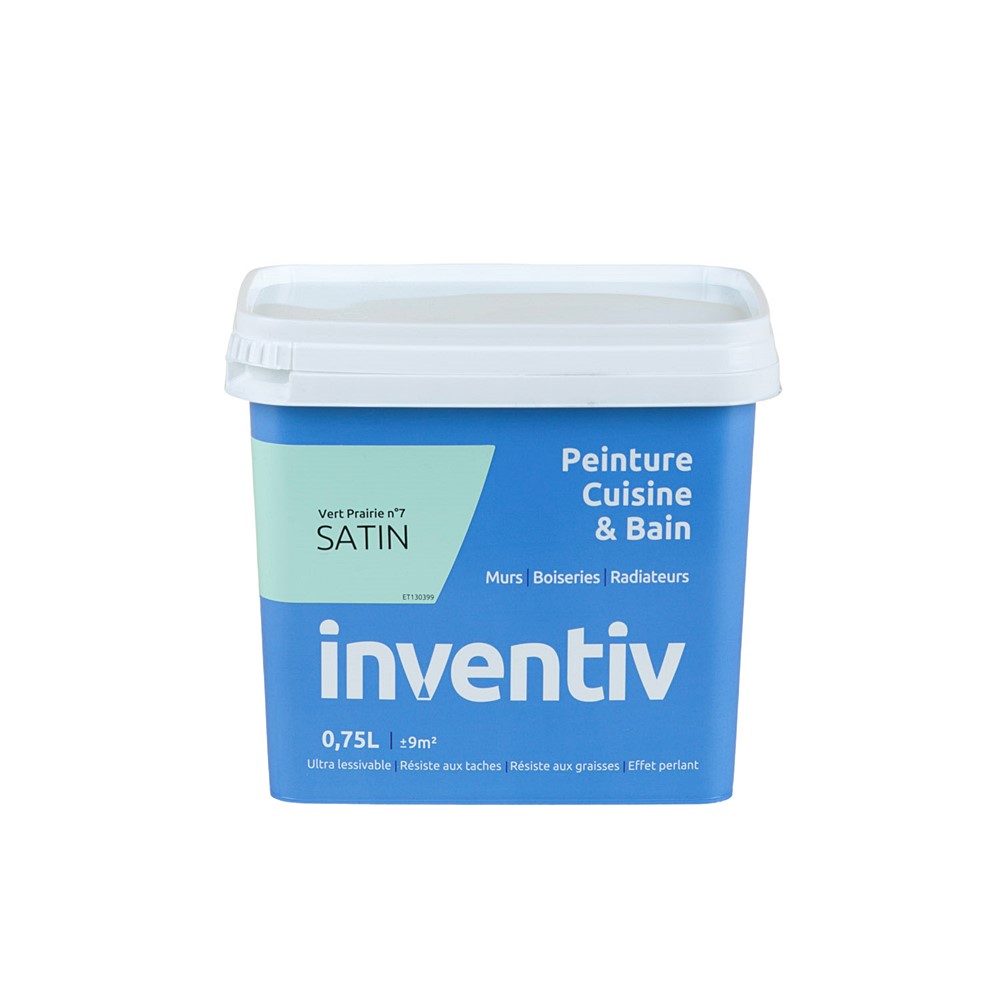 Peinture Cuisine&bain satin 0,75L vert prairie 7 - INVENTIV
