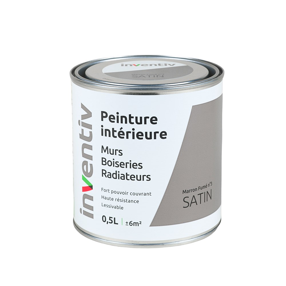 Peinture Murs Boiseries Radiateurs satin 0,5L Marron fume 3 - INVENTIV