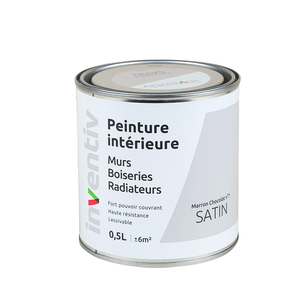Peinture Murs Boiseries Radiateurs satin 0,5L Marron chocolat 7 - INVENTIV
