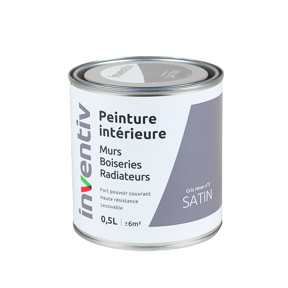 Peinture Murs Boiseries Radiateurs satin 0,5L gris hiver 3 - INVENTIV