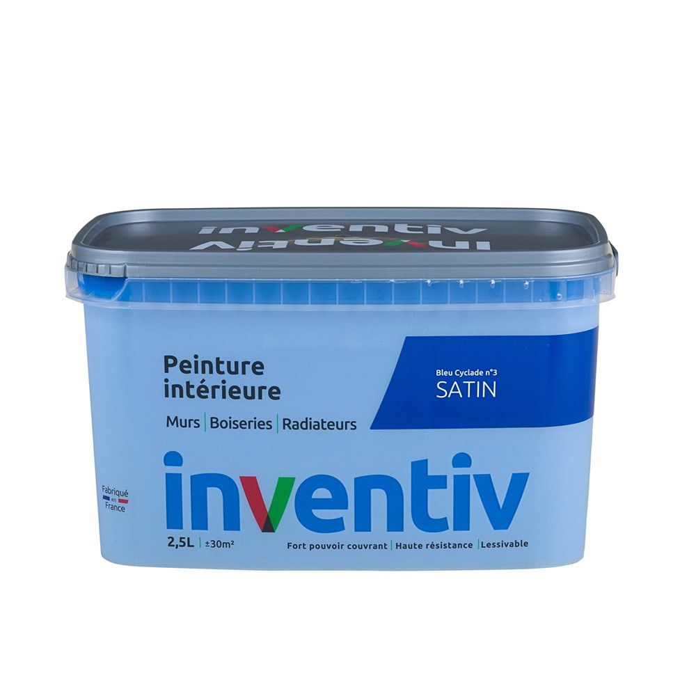 Peinture Murs Boiseries Radiateurs satin 2,5L Bleu cyclade 3 - INVENTIV