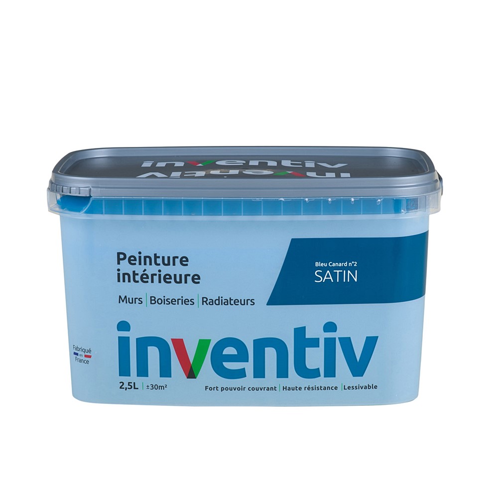 Peinture Murs/Boiseries/Radiateurs satin Bleu canard 2 2,5L - INVENTIV