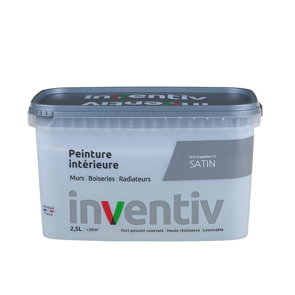Peinture Murs Boiseries Radiateurs satin 2,5L Gris graphite 3 - INVENTIV