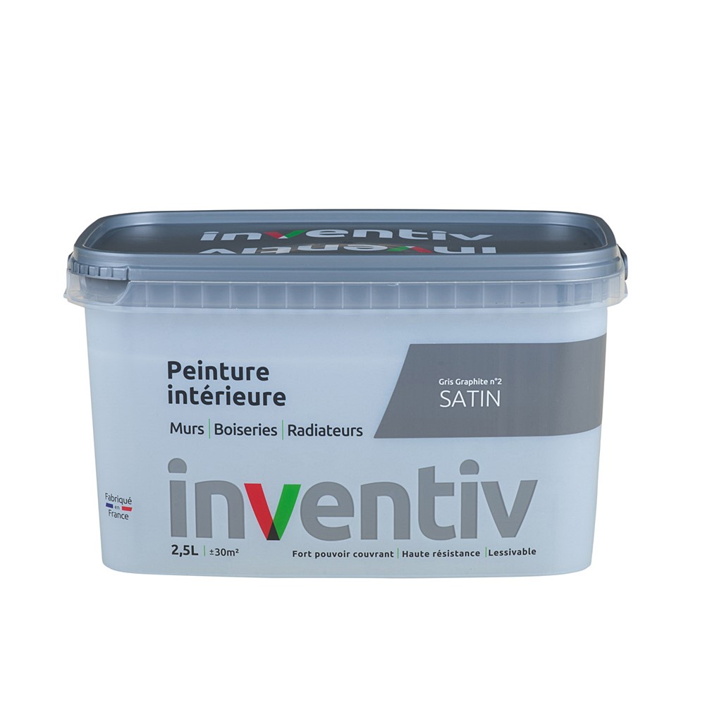 Peinture Murs Boiseries Radiateurs satin 2,5L Gris graphite 2 - INVENTIV