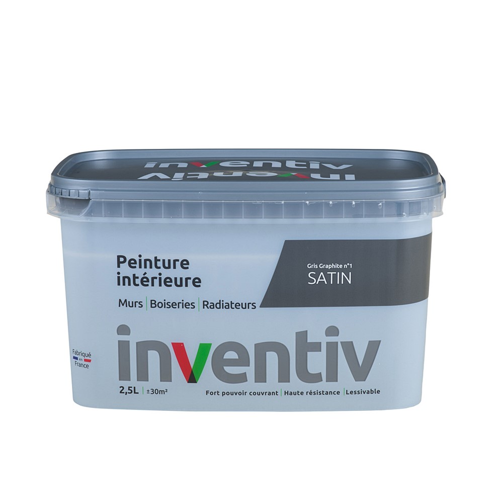 Peinture Murs Boiseries Radiateurs satin 2,5L Gris graphite 1 - INVENTIV