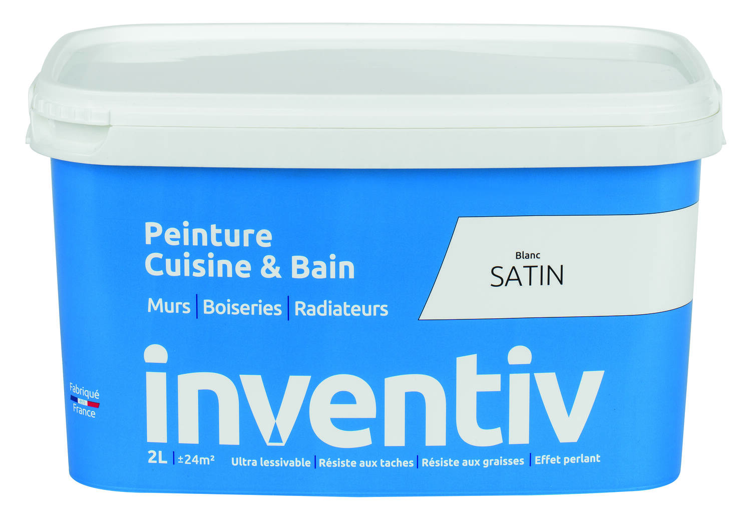 Peinture Cuisine&bain Blanc satin 2L - INVENTIV
