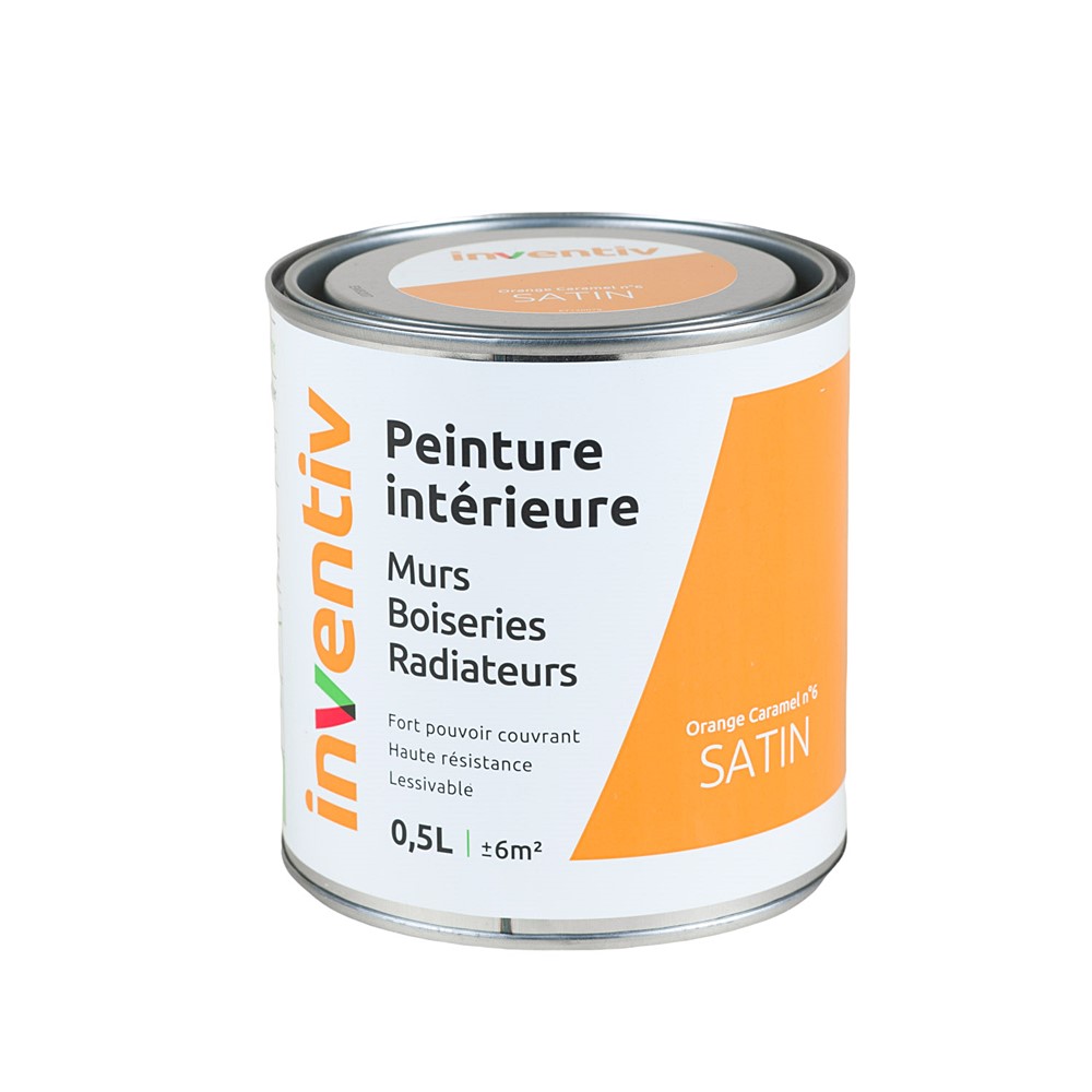 Peinture Murs Boiseries Radiateurs satin 0,5L orange caramel 6 - INVENTIV