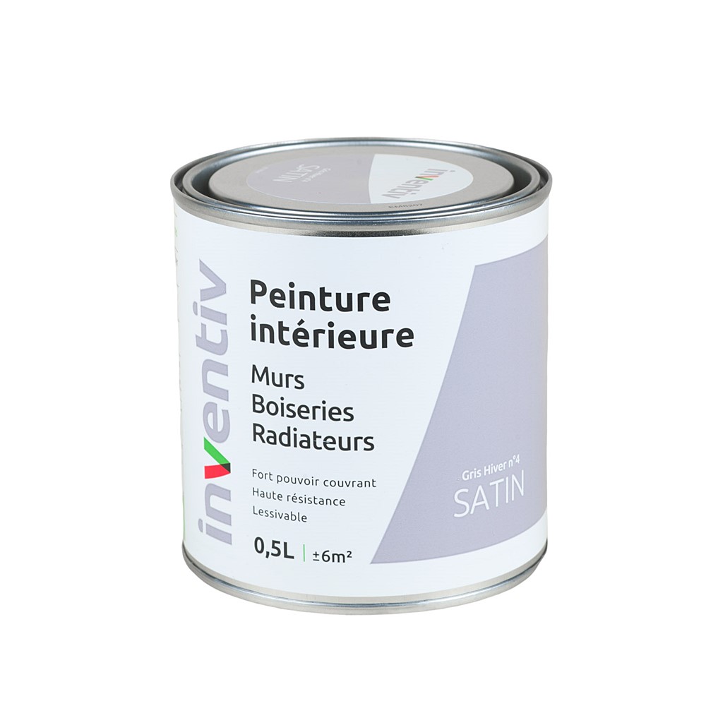 Peinture Murs Boiseries Radiateurs satin 0,5L gris hiver 4 - INVENTIV
