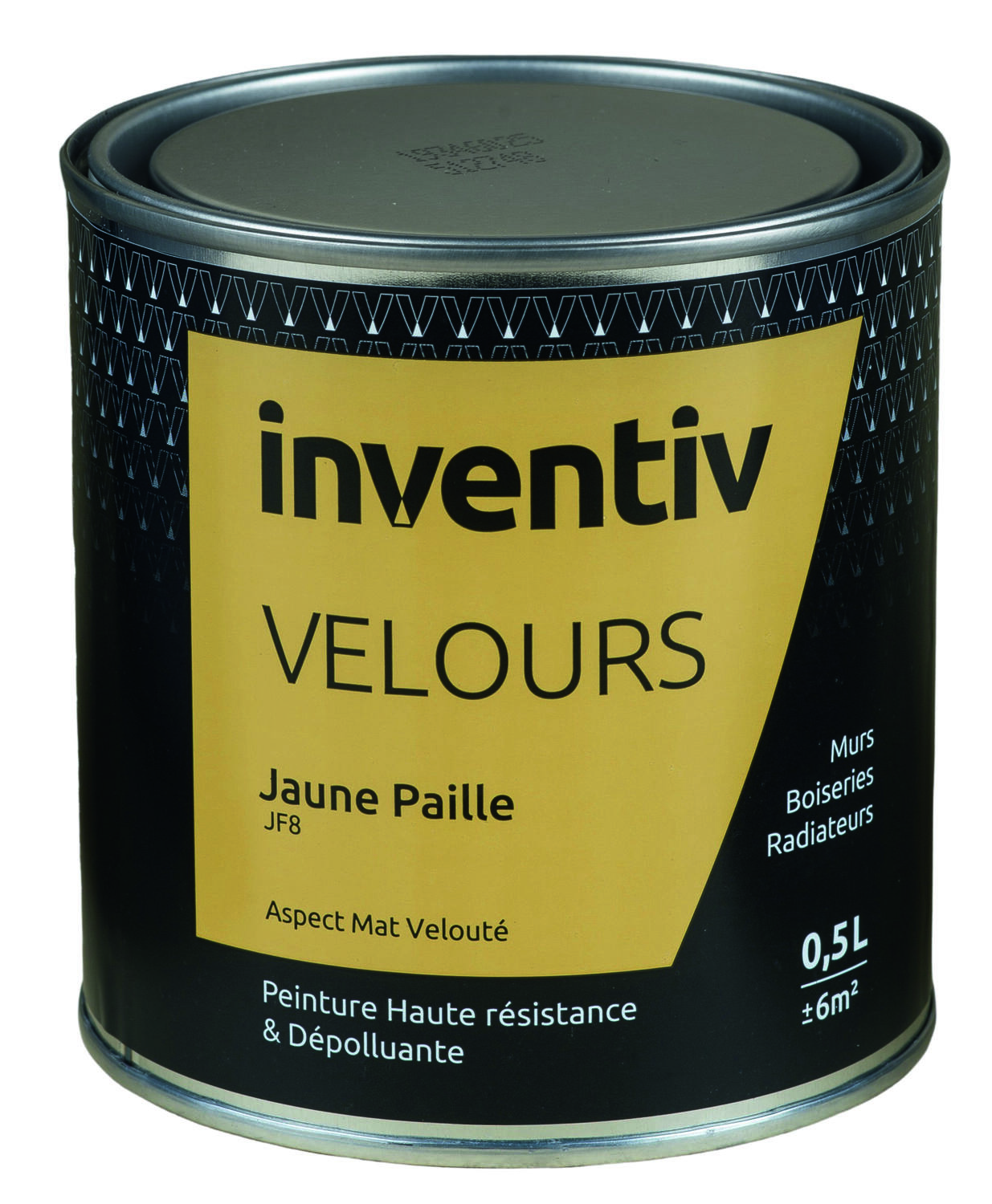 Peinture haute résistance Velours 0,5L Jaune paille - INVENTIV