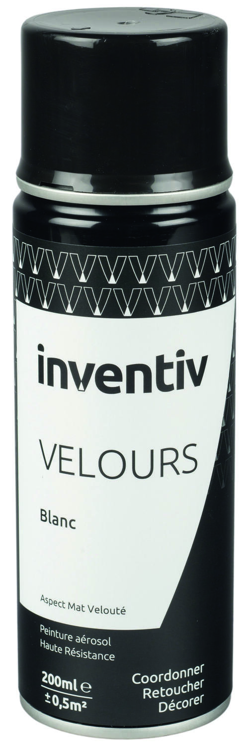 Peinture aérosol Velours 200ml Blanc - INVENTIV