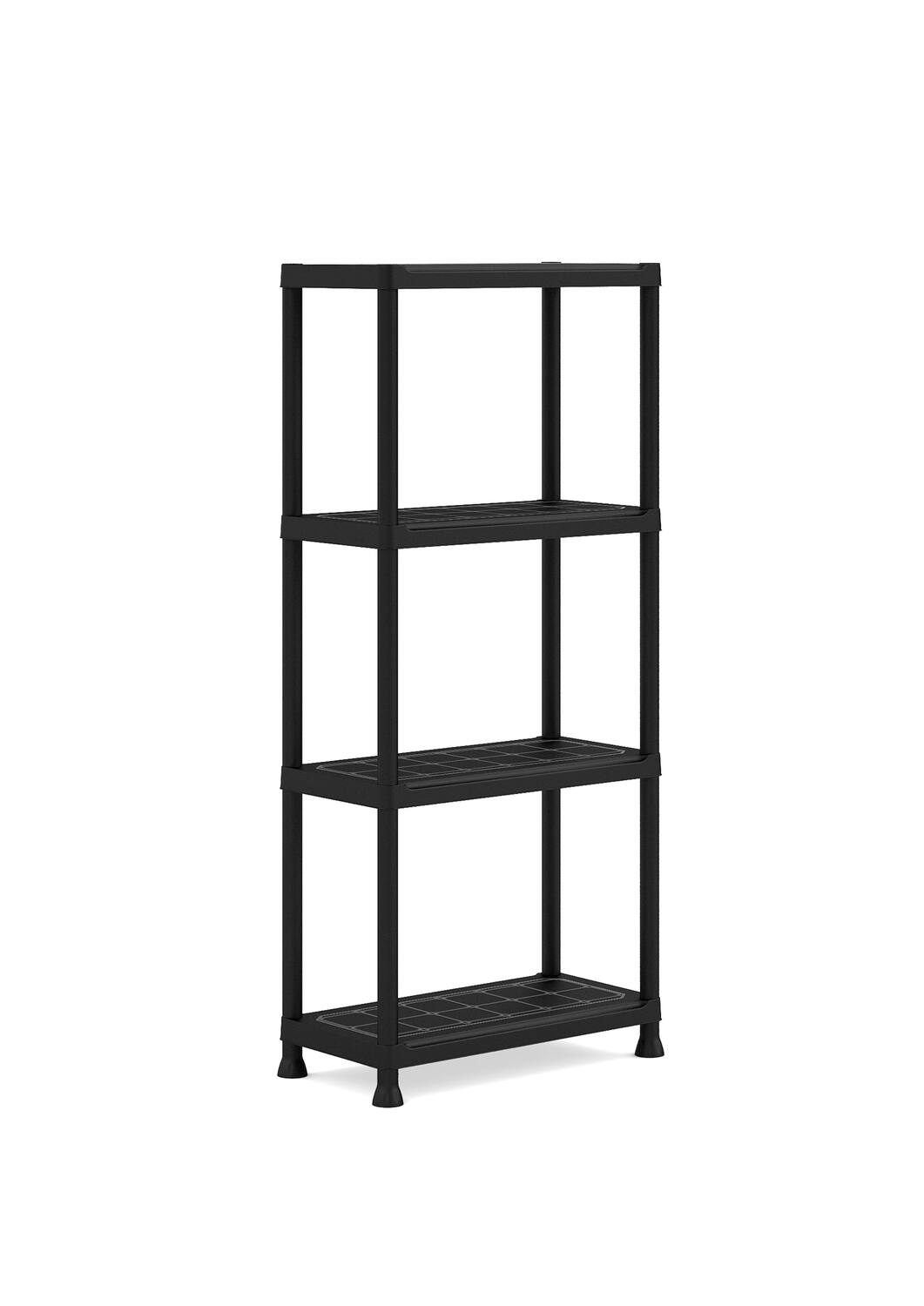 Etagère rangement résine 4 tablettes 135x60x30cm noir - INVENTIV