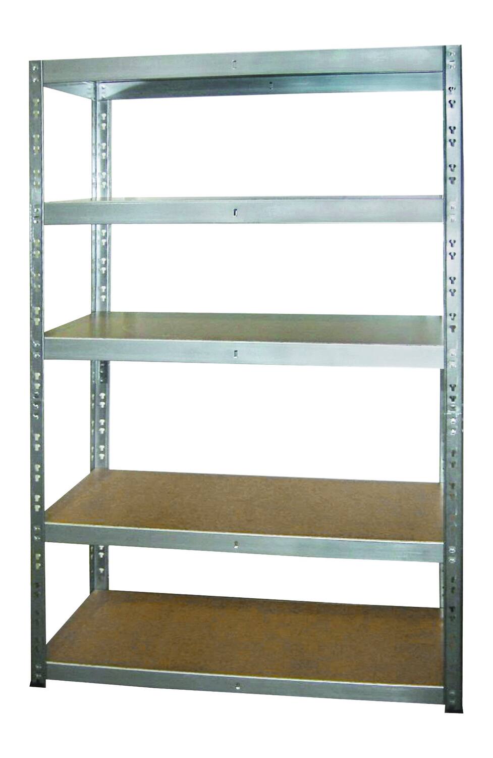 Etagère rangement bois/métal galva 5 tablettes 179X150X50cm - INVENTIV