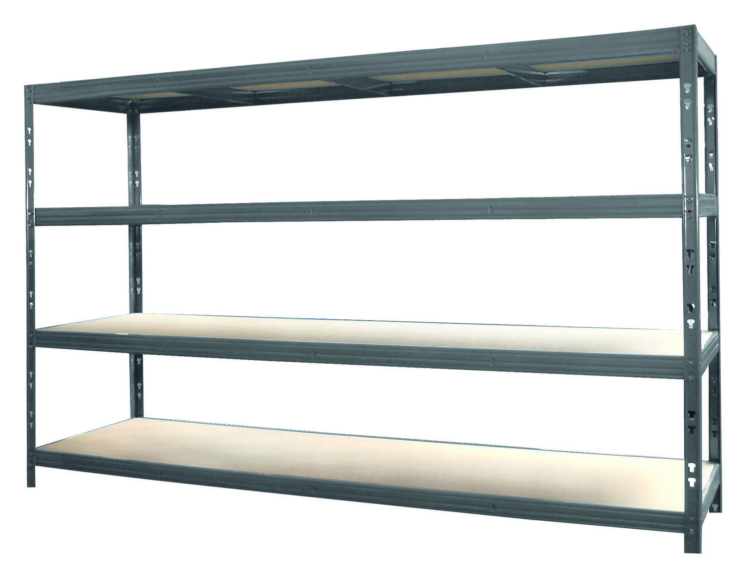 Etagère 4 tablettes métal/bois 185 x 237 x 60 cm noir/naturel - INVENTIV