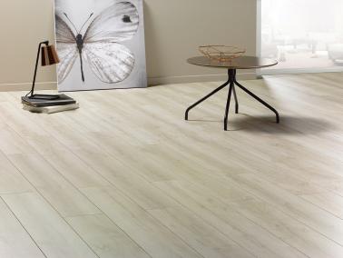 Revêtement de sol stratifié Solclic 1033 Bastide blanc 4 chanfreins 10 mm 128,6x17,2cm - INVENTIV