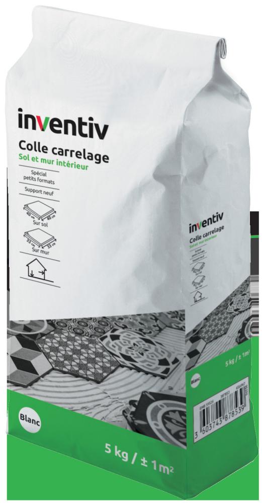 Colle carrelage sol et mur intérieur C1 blanc 5kg - INVENTIV