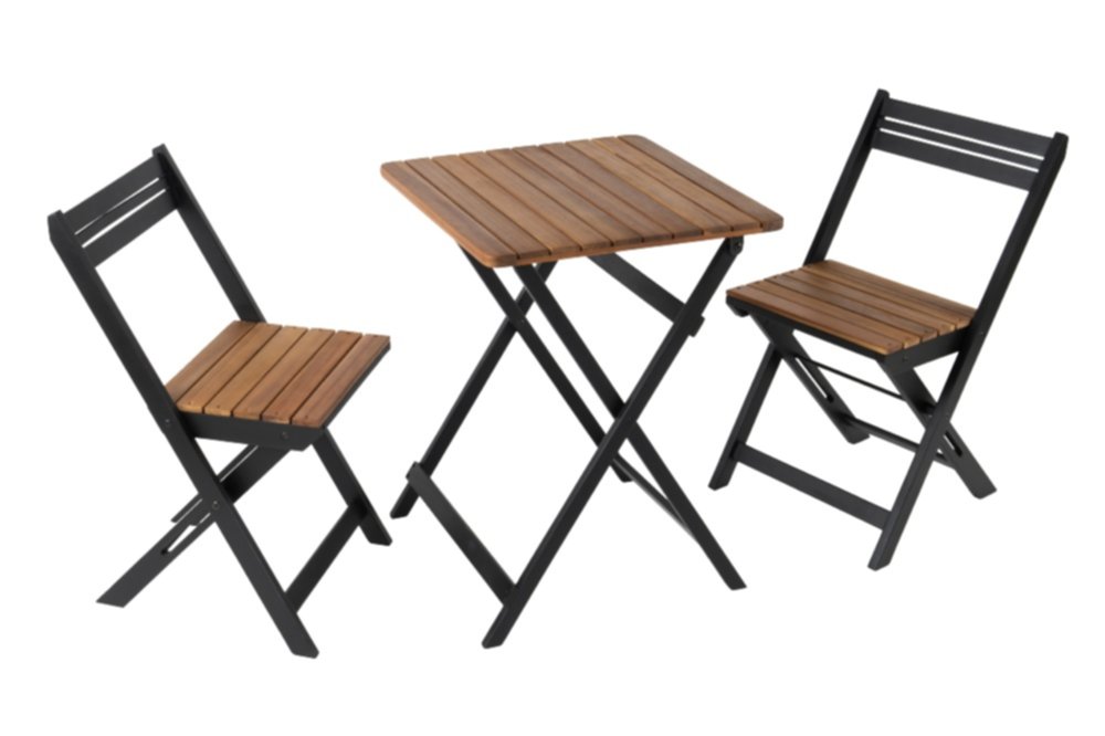 Salon de jardin pour balcon acacia 2 places Indus 55x55x74cm - INVENTIV