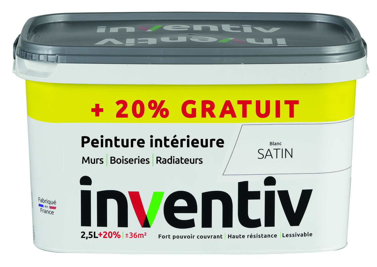 Peinture multisupport Blanc satin 2,5L+0,5L gratuit - INVENTIV