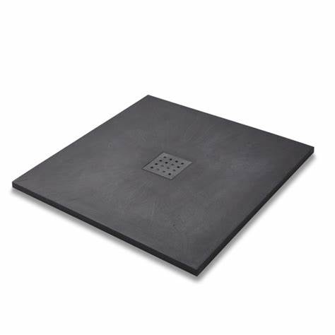 Receveur extra plat Mia 100x100x3cm Noir Texture ardoise - INVENTIV