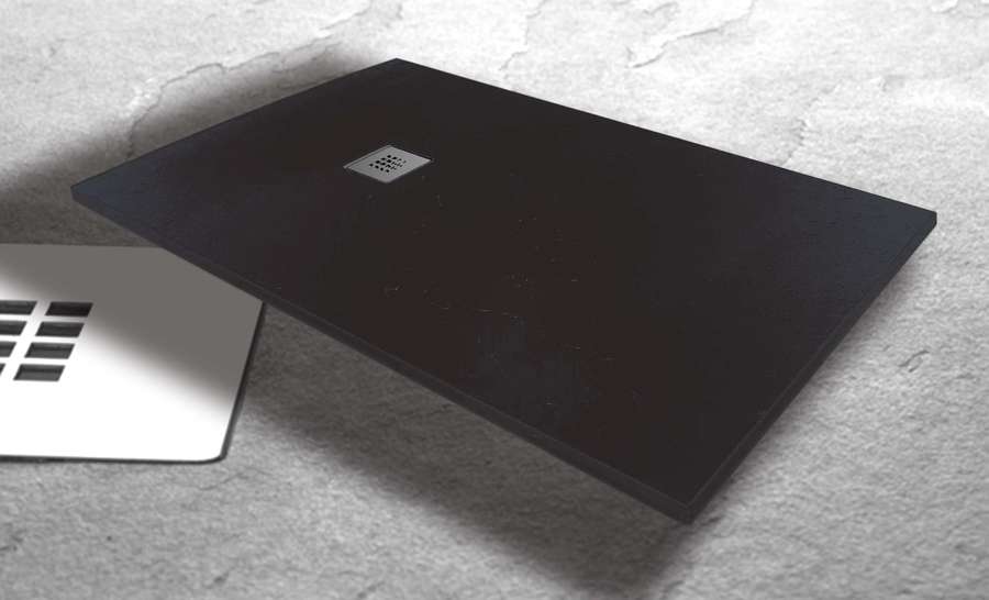 Receveur extra plat Mia 140x90x3cm Noir Texture ardoise - INVENTIV