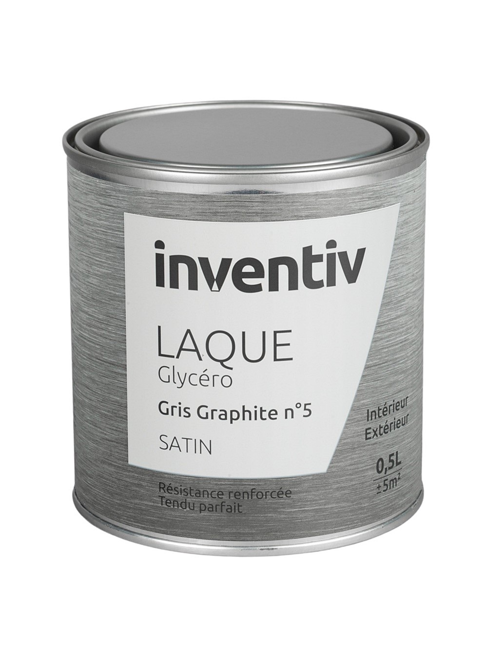 Peinture Laque Glycéro Gris graphite n°5 Satin 0,5L - INVENTIV