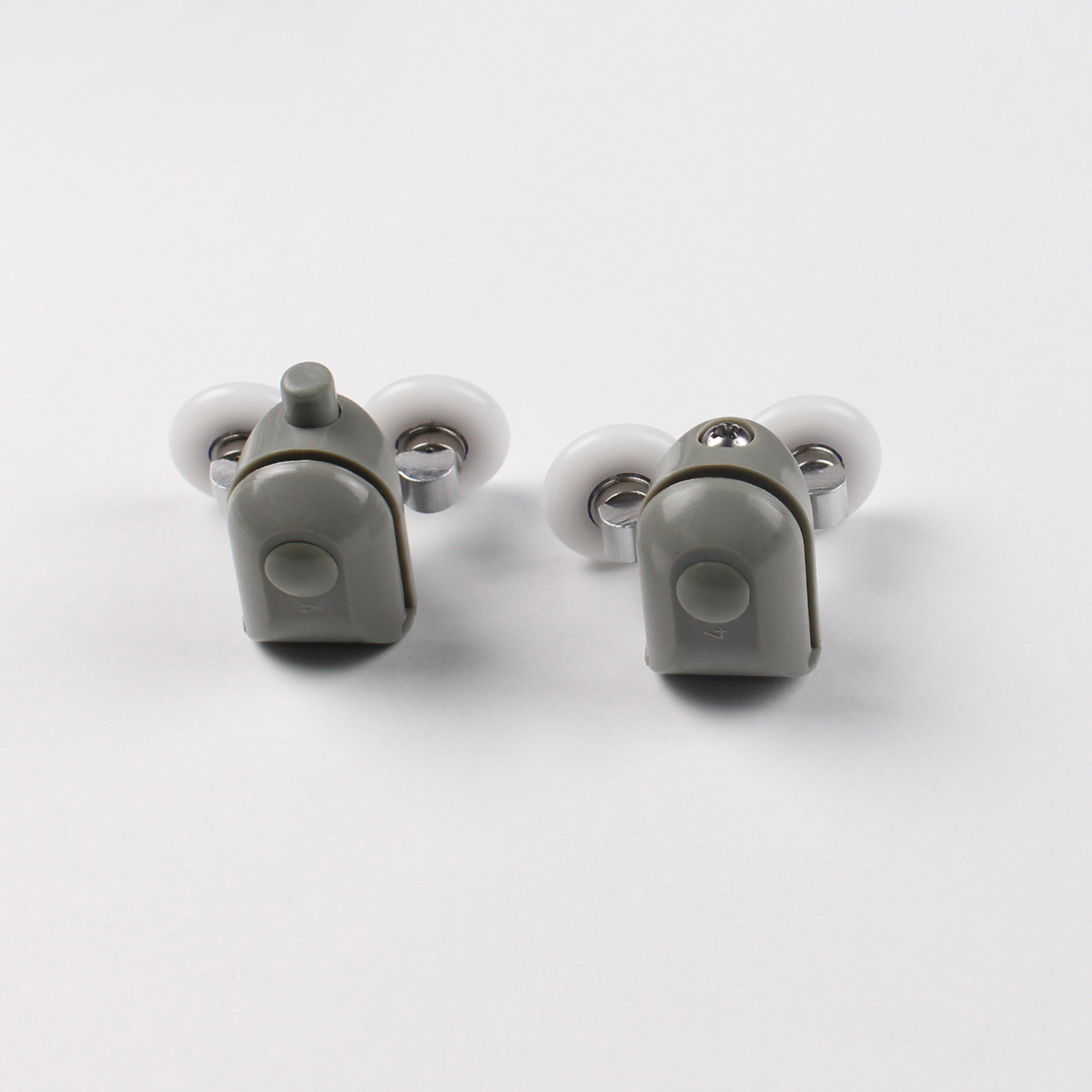 2 Roulettes Gris Plastique Double Haut et Bas - INVENTIV