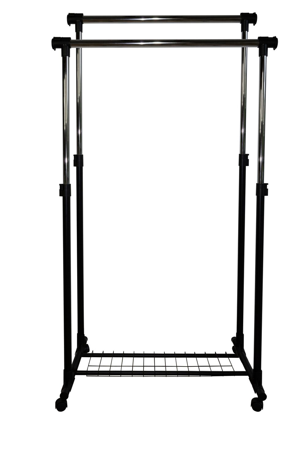 Portant double extensible métal noir H.172x107x51cm - INVENTIV    