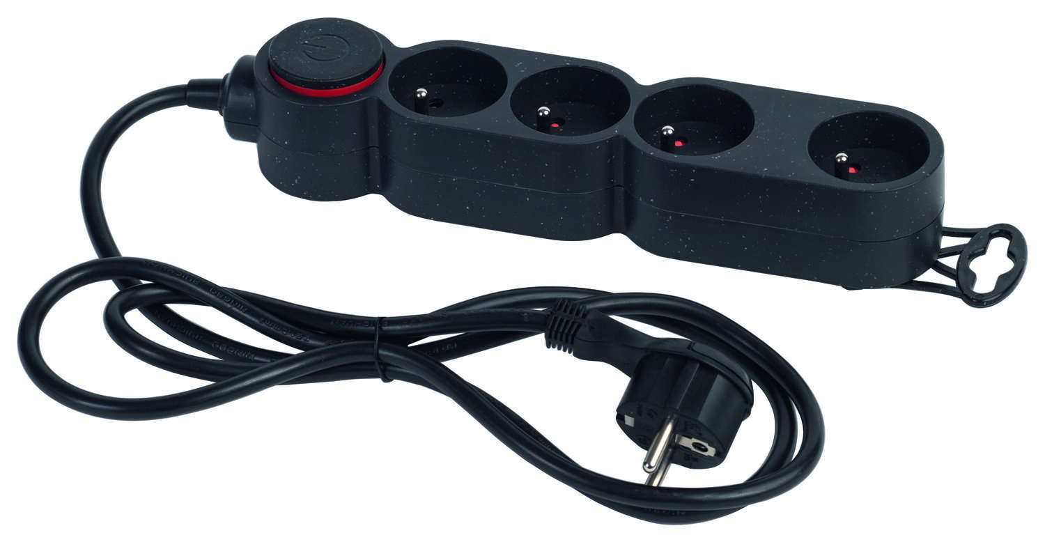 Multiprise 4 Prises 16A 1,5m Noir - INVENTIV