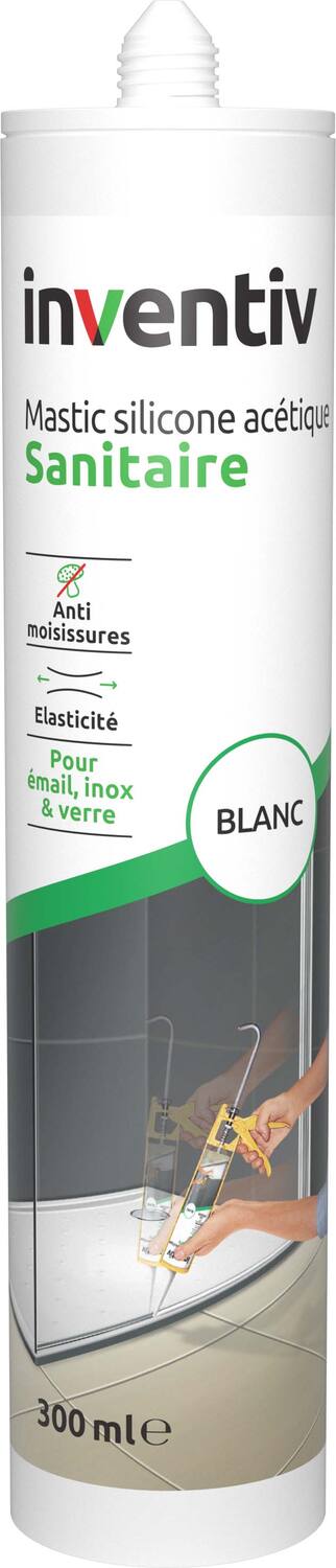 Mastic sanitaire acétique blanc 300 mL - INVENTIV