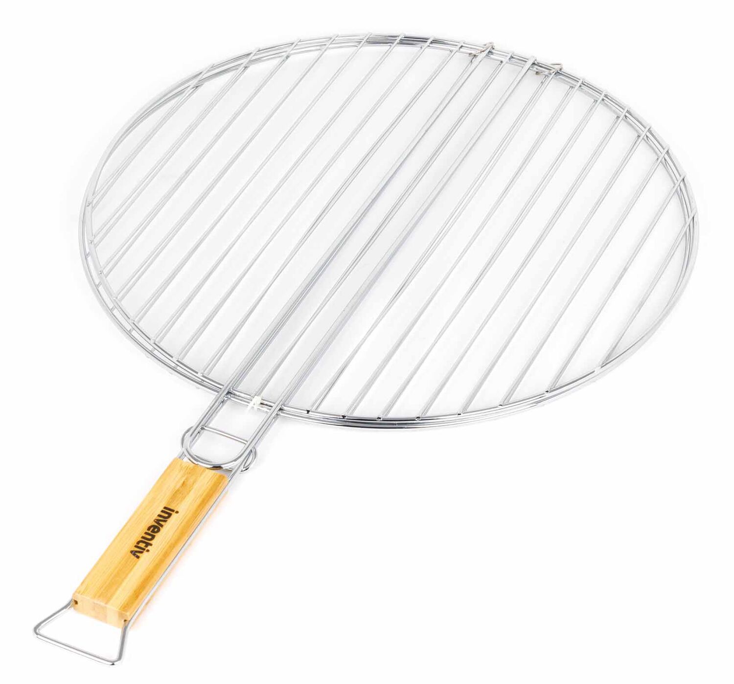 Grille Barbecue double ronde Ø37cm manche bambou - INVENTIV