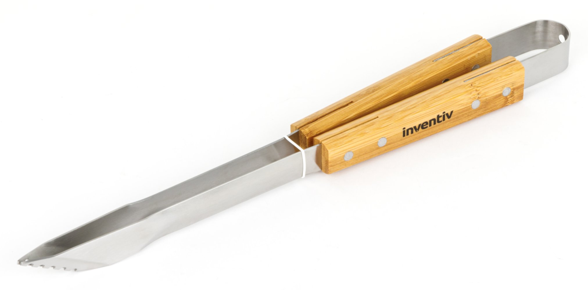 Pince inox 42cm en manche en bambou - INVENTIV