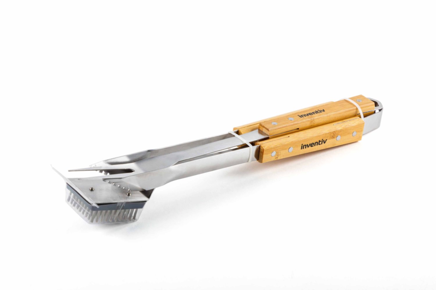 Set Barbecue 3 pièces (pince + fourchette + brosse manche bambou) - INVENTIV