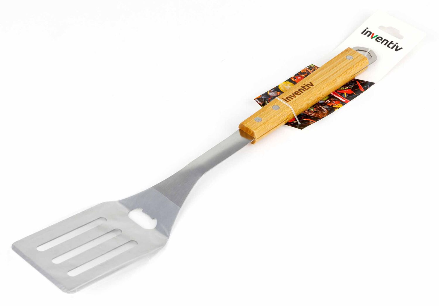 Spatule inox 44cm manche bambou - INVENTIV