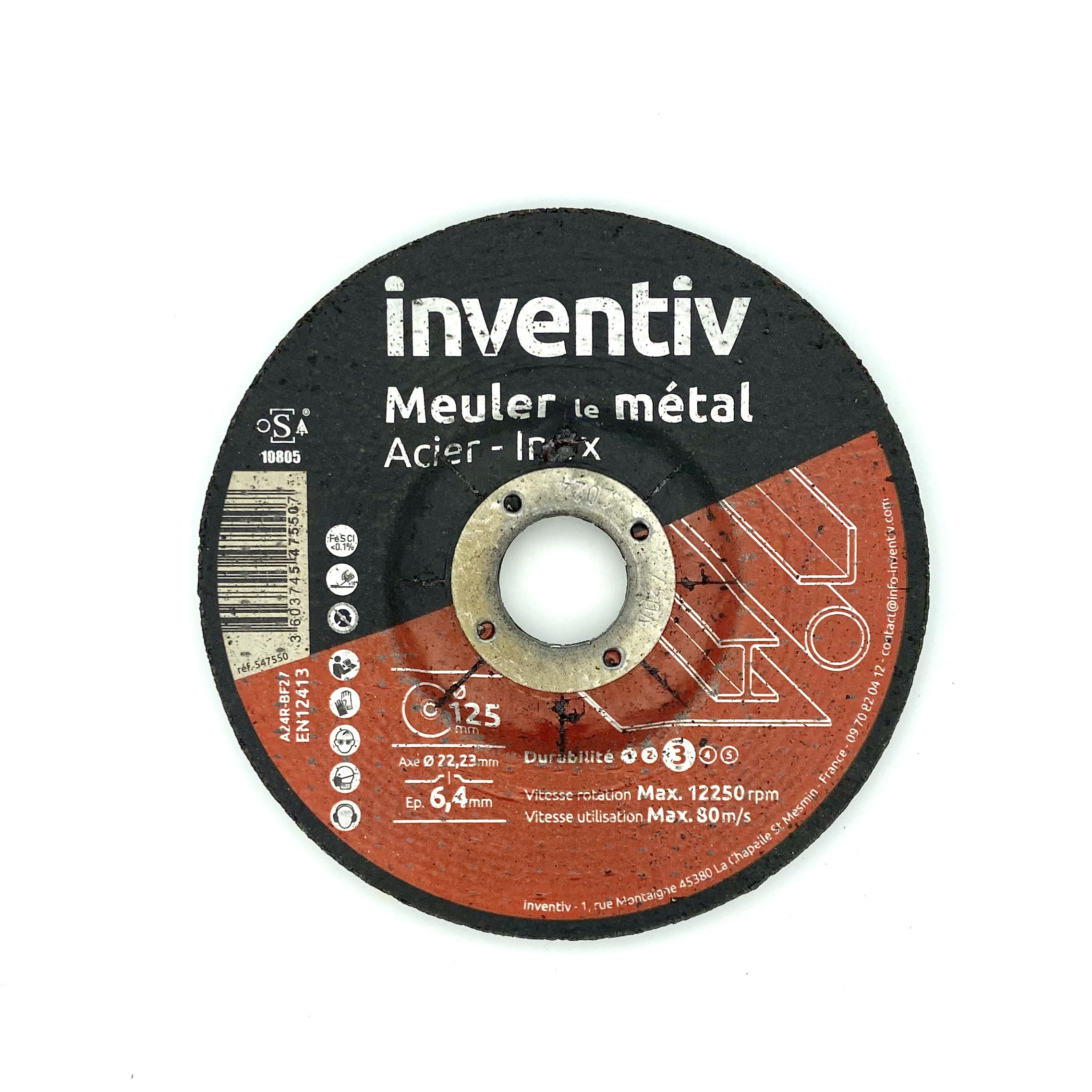 Disque Ebarbage Métal/Inox 125x6mm - INVENTIV
