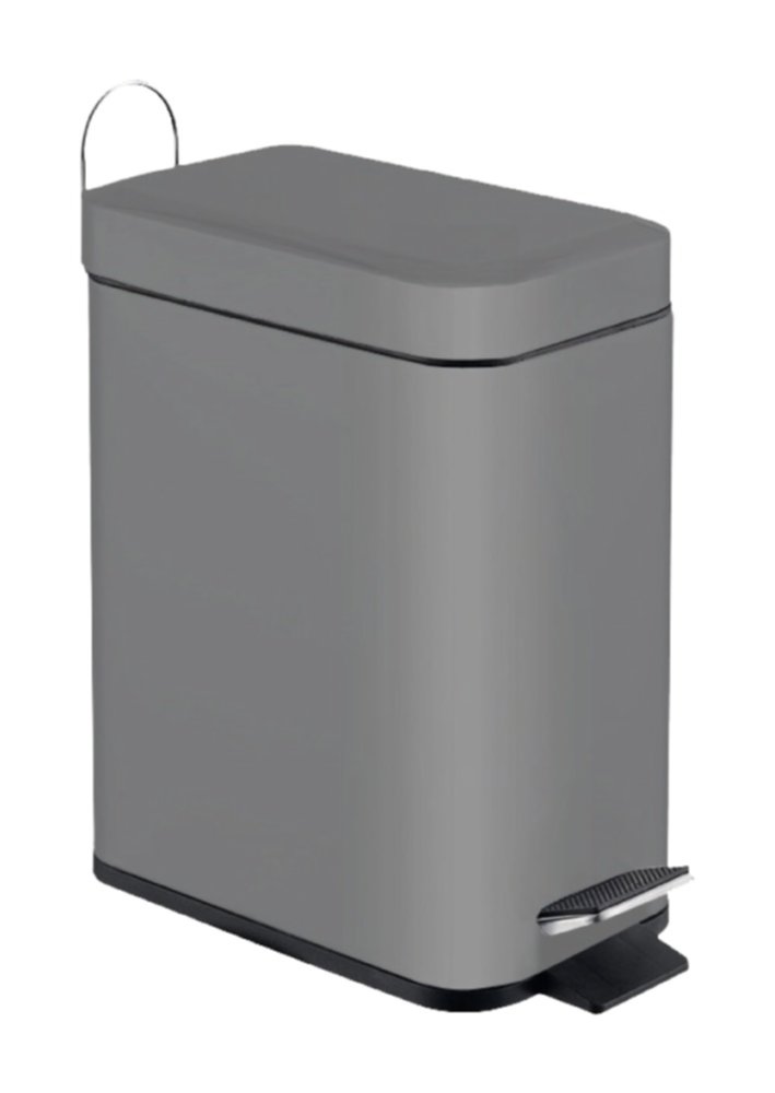Poubelle salle de bain à pédale Mercure gris mat 5L - INVENTIV