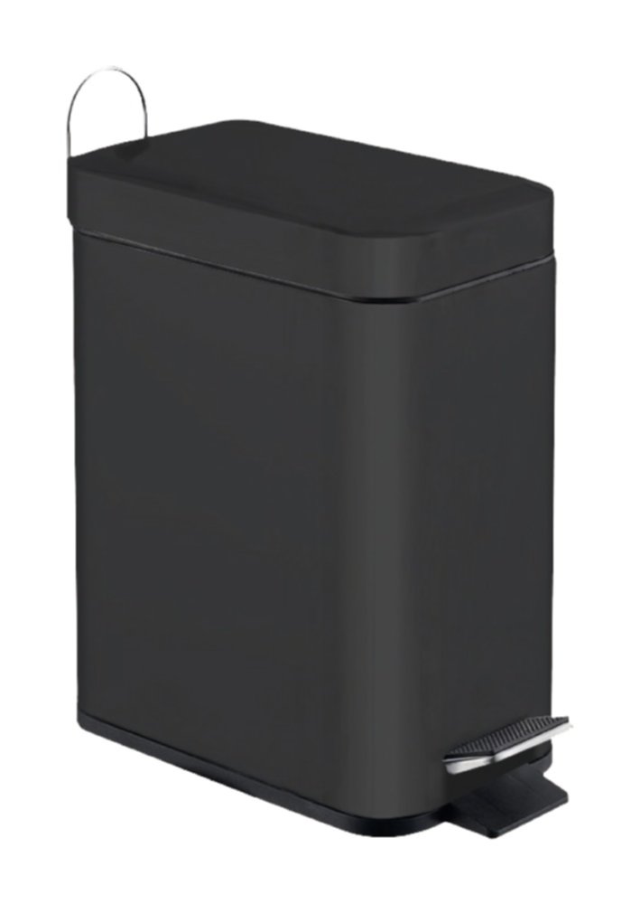 Poubelle salle de bain à pédale Mercure noir mat 5L - INVENTIV