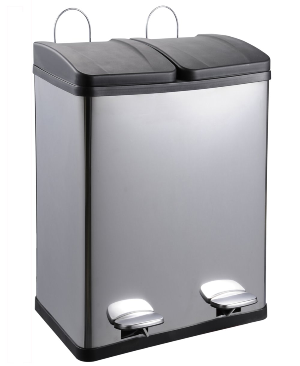 Poubelle de tri à pédale Neptune 2x30L Satin - INVENTIV