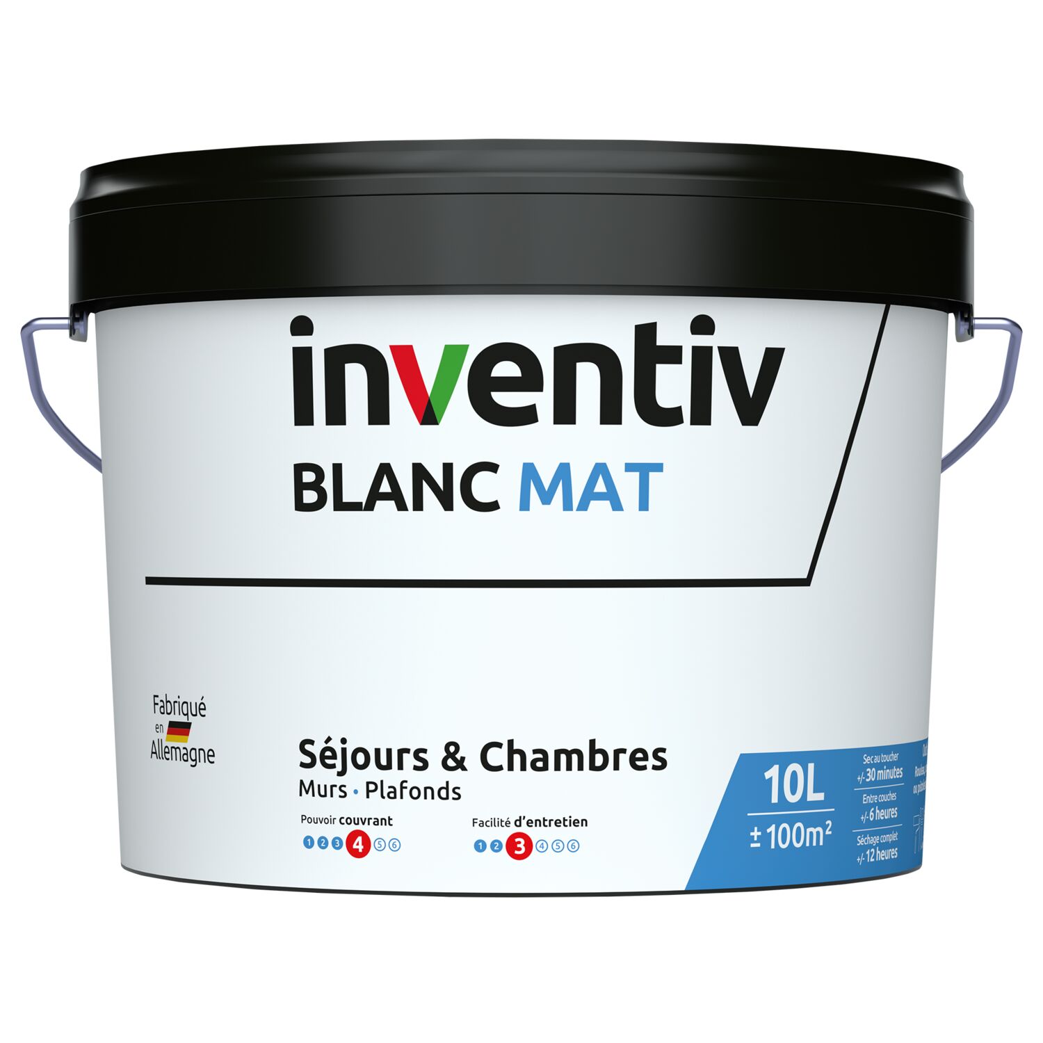 Peinture murs et plafonds Blanc mat 10L  - INVENTIV