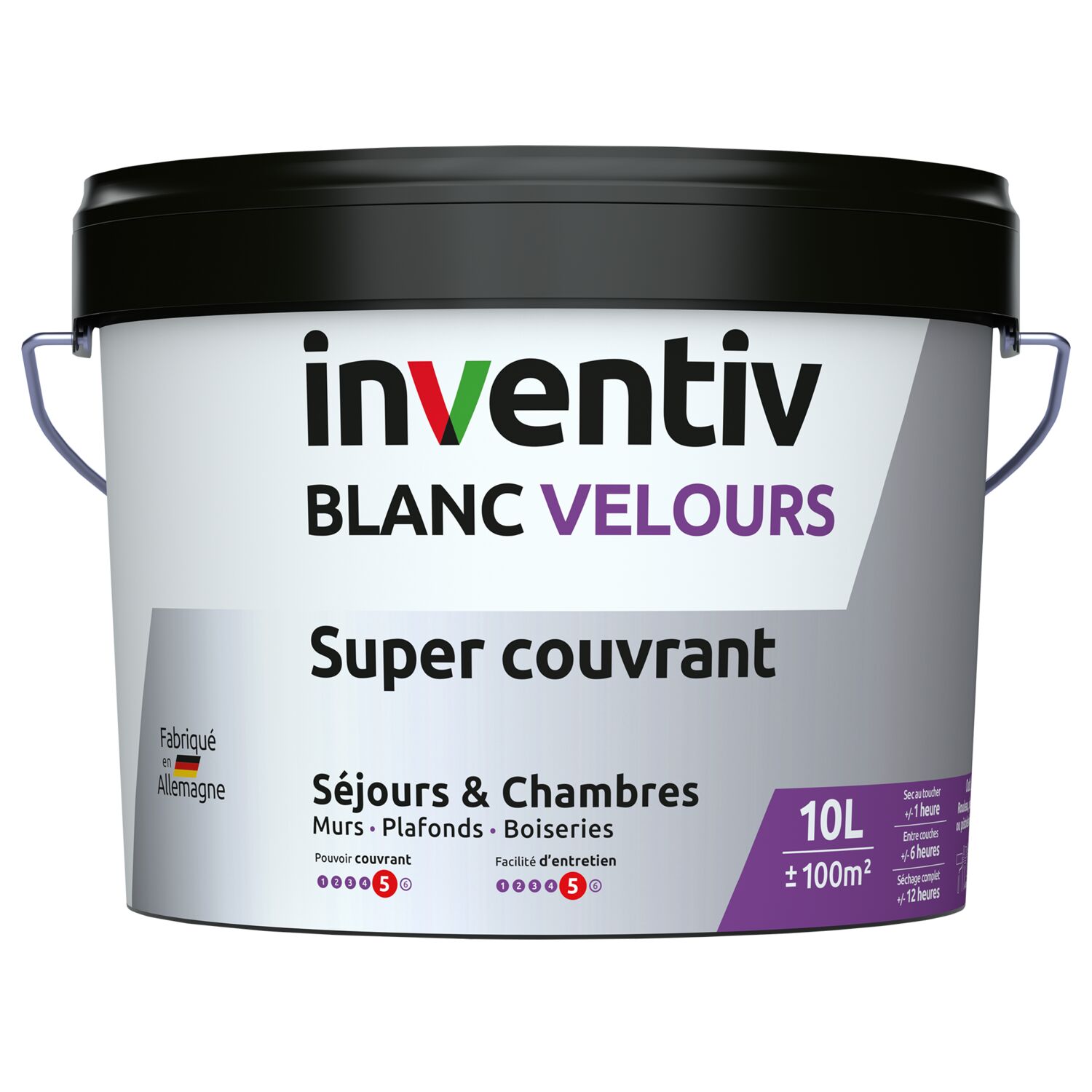 Peinture Séjours et Chambres Blanc supercouvrant Velours 10L  - INVENTIV