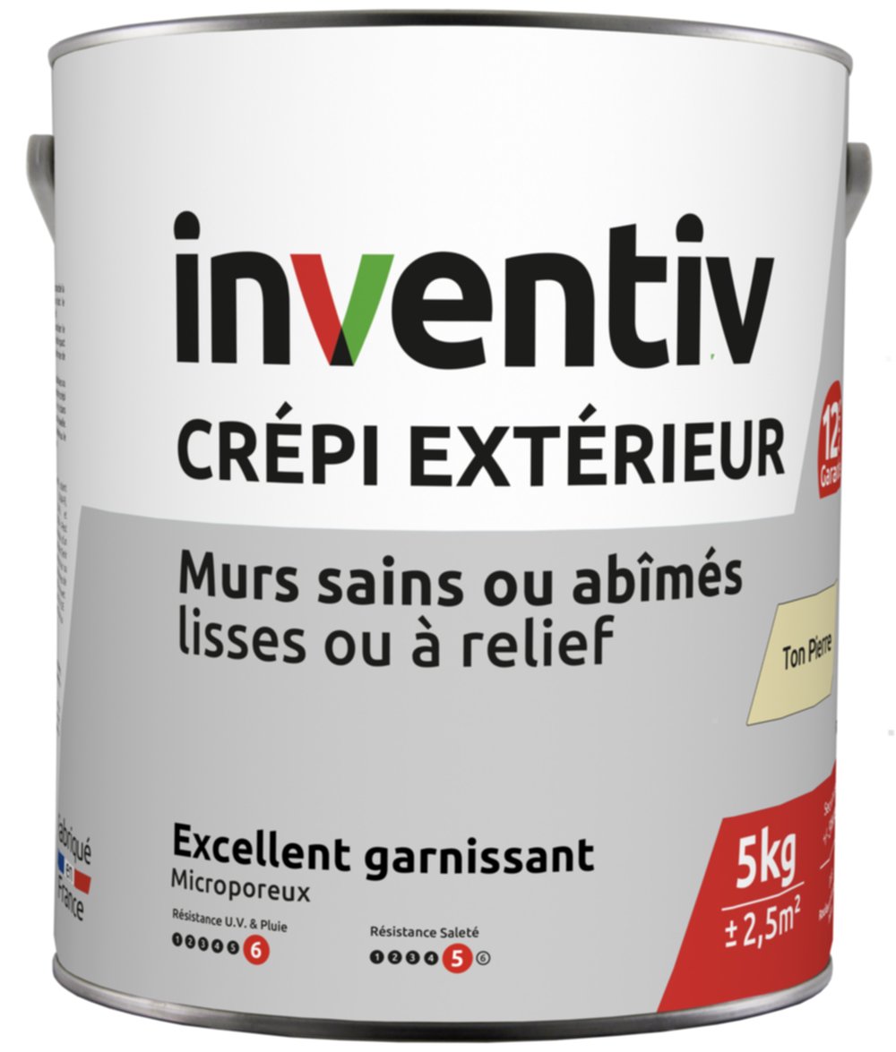 Crépi extérieur professionnel ton pierre 5kg - INVENTIV