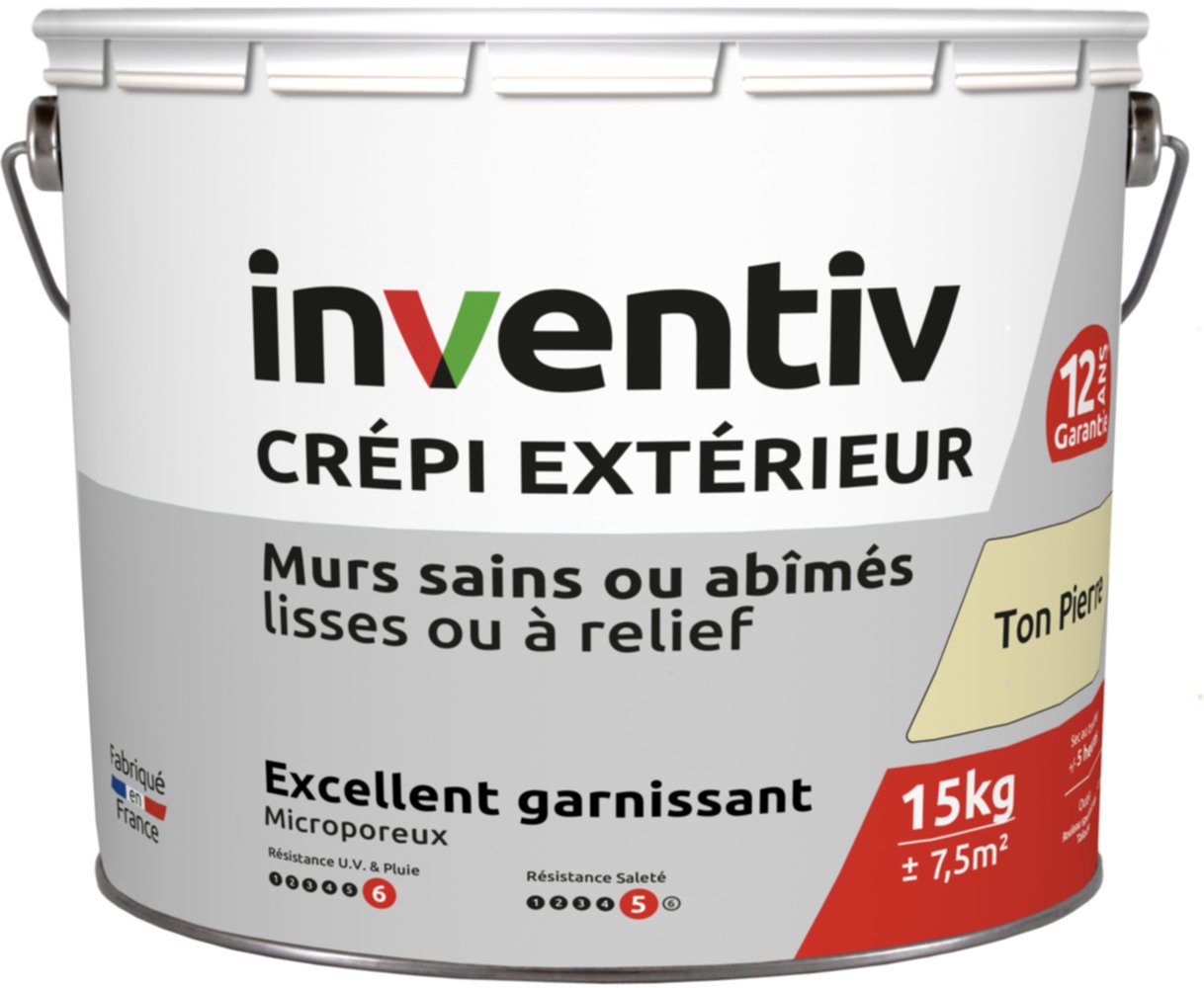 Crépi extérieur professionnel ton pierre 15kg - INVENTIV