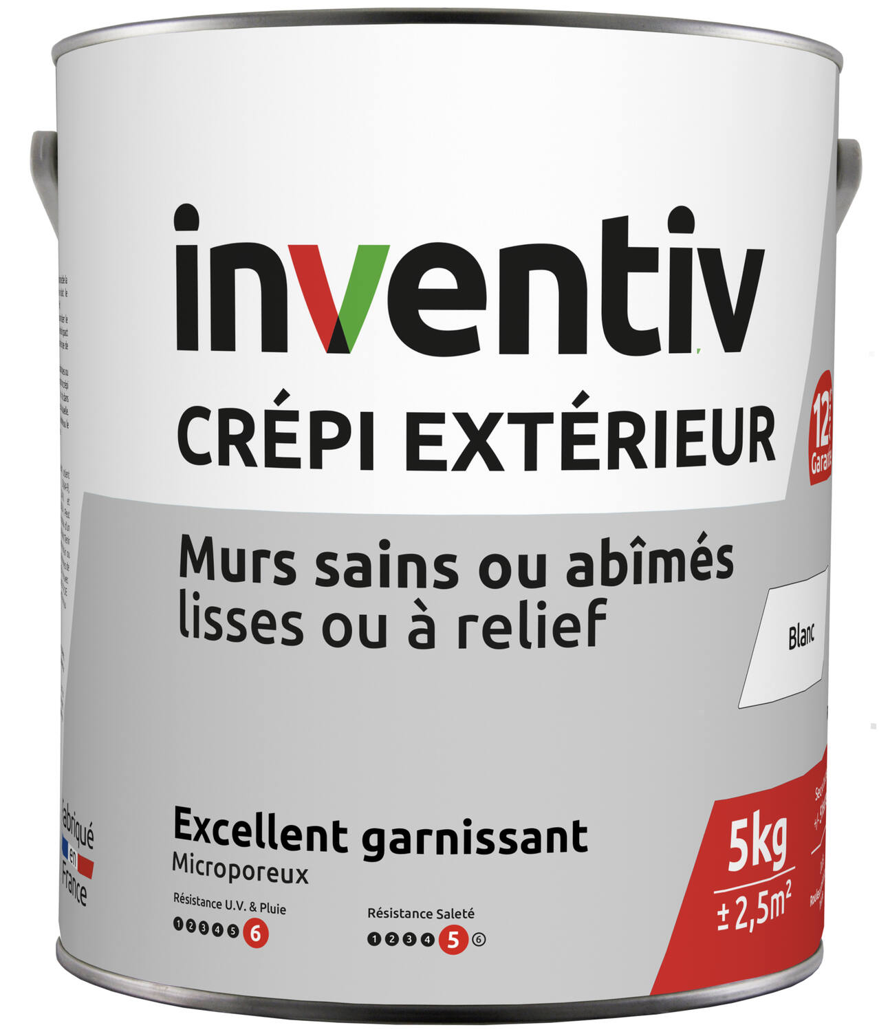Crépi extérieur professionnel blanc 5kg - INVENTIV