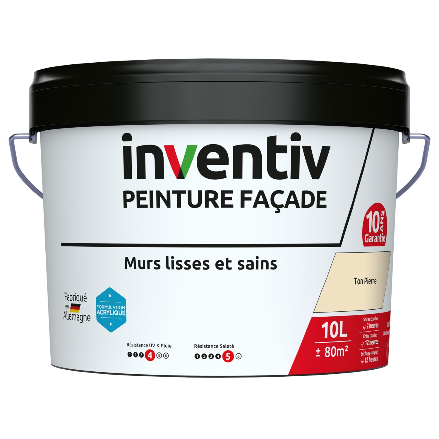 Peinture façade Murs lisses et sains Ton pierre 10L - INVENTIV