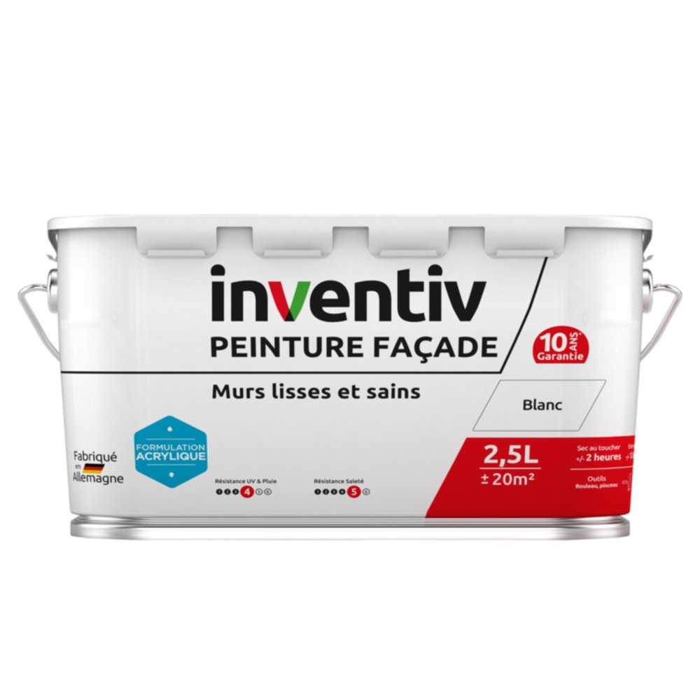Peinture acrylique façade blanc 2,5L - INVENTIV