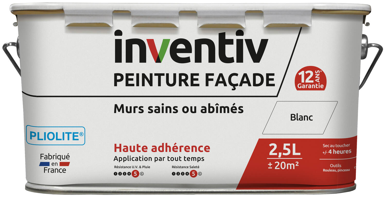 Peinture façade pliolite blanc 2,5L - INVENTIV